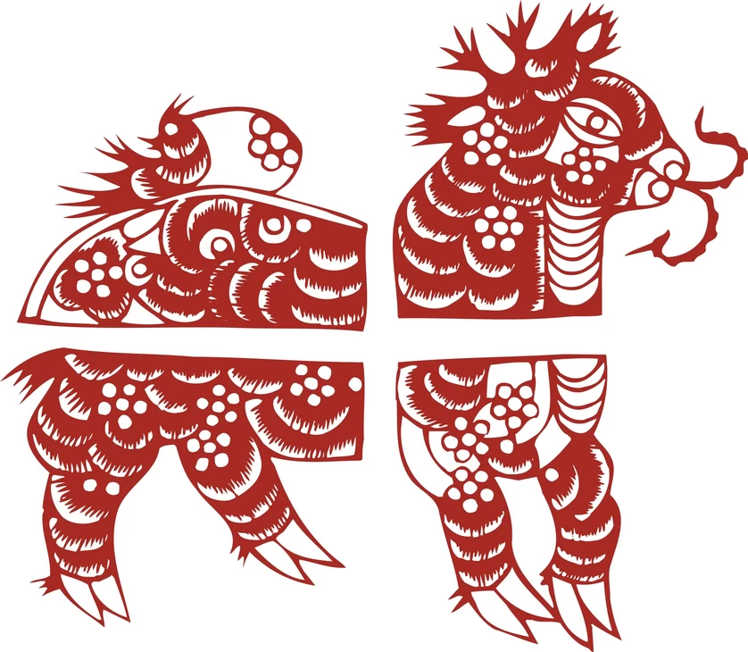 中国风中式传统喜庆民俗人物动物窗花剪纸插画边框AI矢量PNG素材【1221】